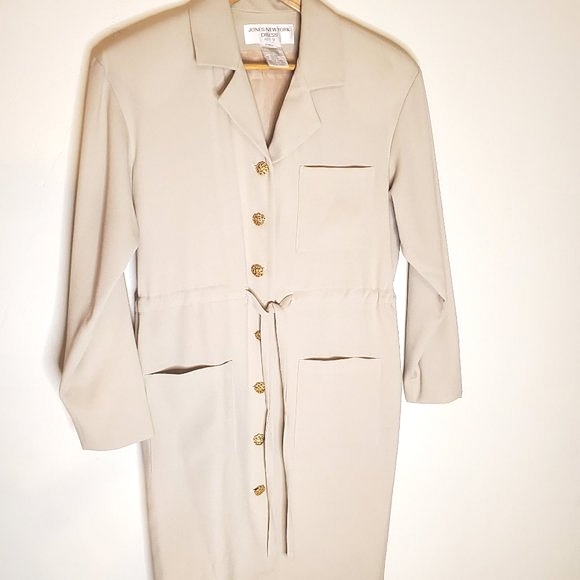 Jones New York Business Casual Cream Button Up Dress - Picture 5 of 8